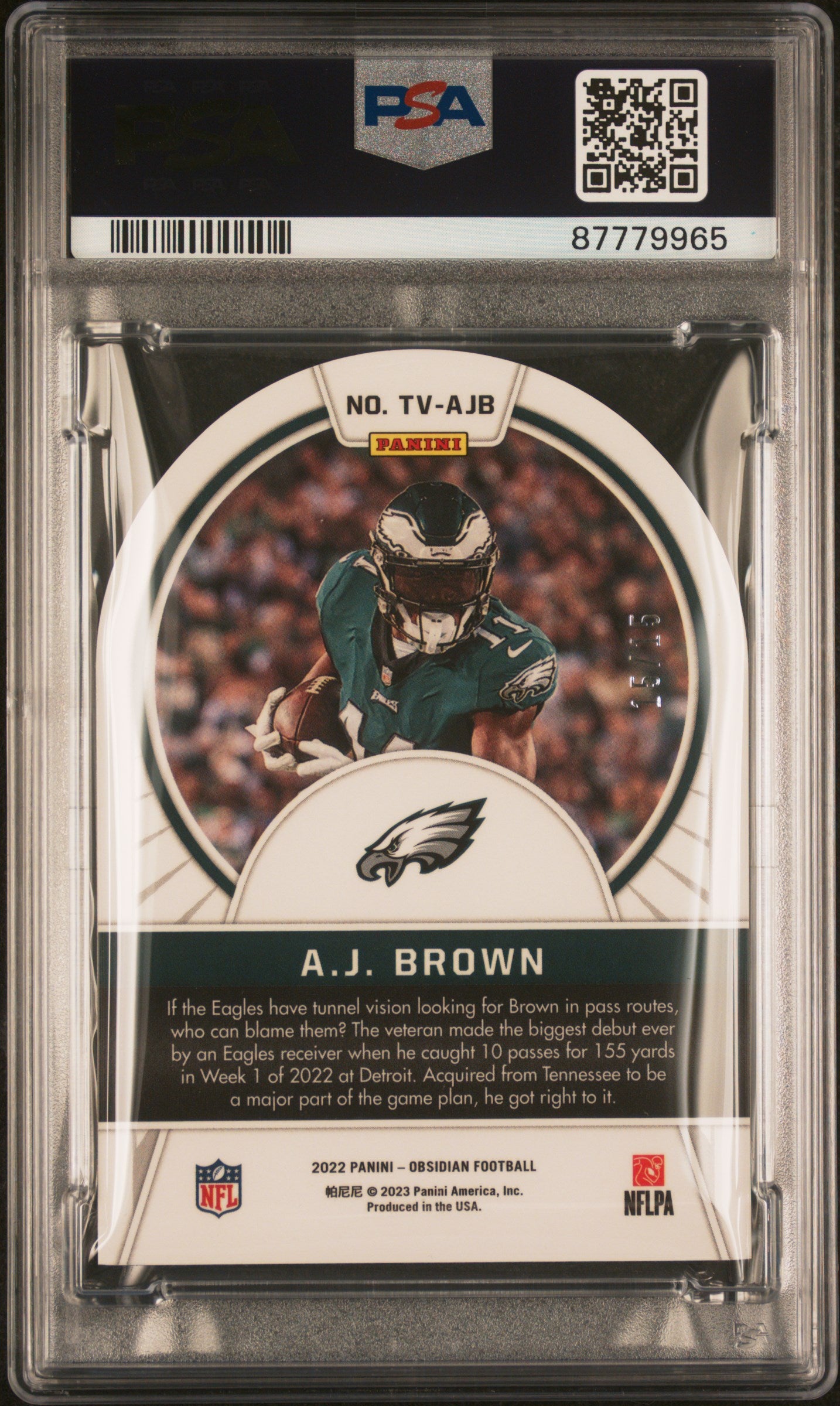 2022 Obsidian Aj Brown Tunnel Vision Electric Etch Yellow /15 #TVAJB PSA 9