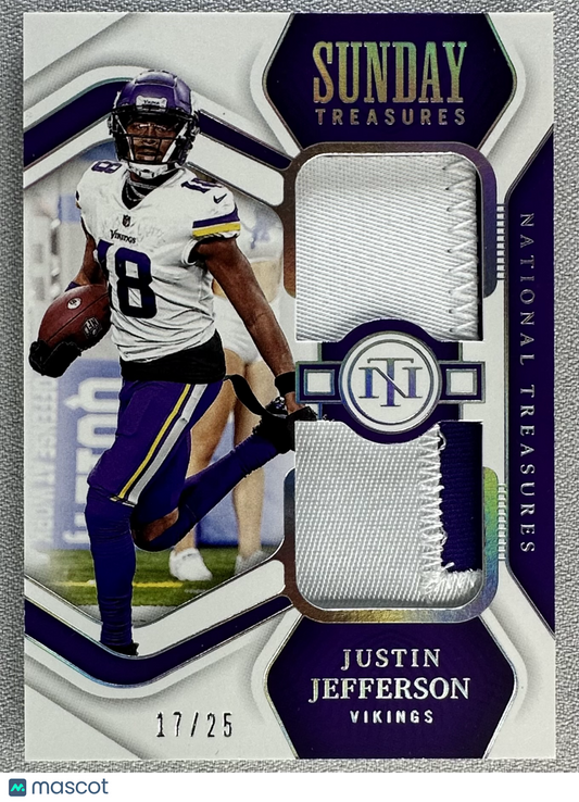 2022 Panini National Treasures Justin Jefferson Sunday Treasure Holo Silver /25