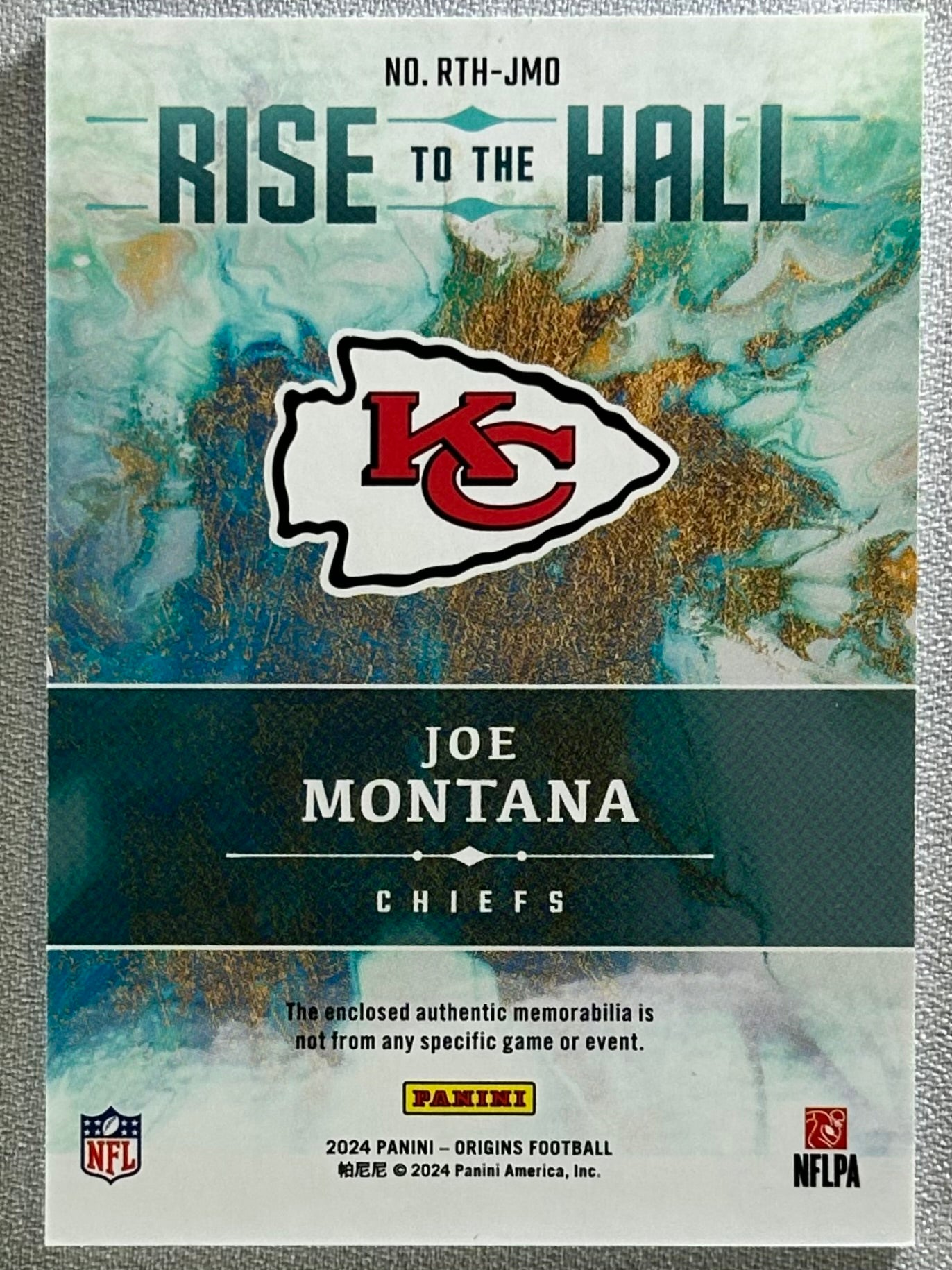 2024 Panini Origins Joe Montana Rise to the Hall Turquoise /75 #RTH-JMO