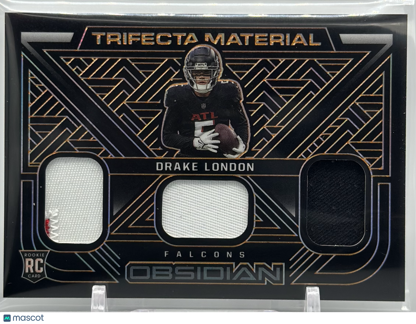 Drake London 2022 Panini Obsidian Trifecta Material Orange /75 #TFM-DLO RC