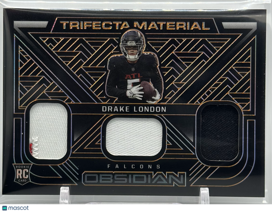 Drake London 2022 Panini Obsidian Trifecta Material Orange /75 #TFM-DLO RC