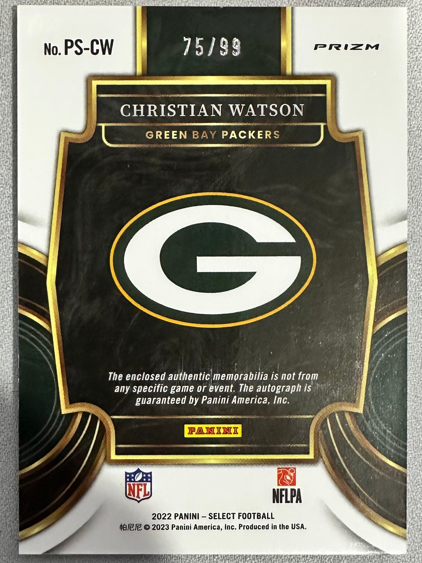 2022 Panini Select Christian Watson Prime Selections RPA /99 #PSCW RC