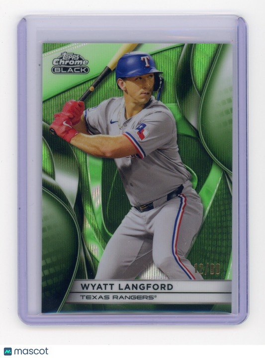 2025 Topps Chrome Black Wyatt Langford Green Wave Refractor #83