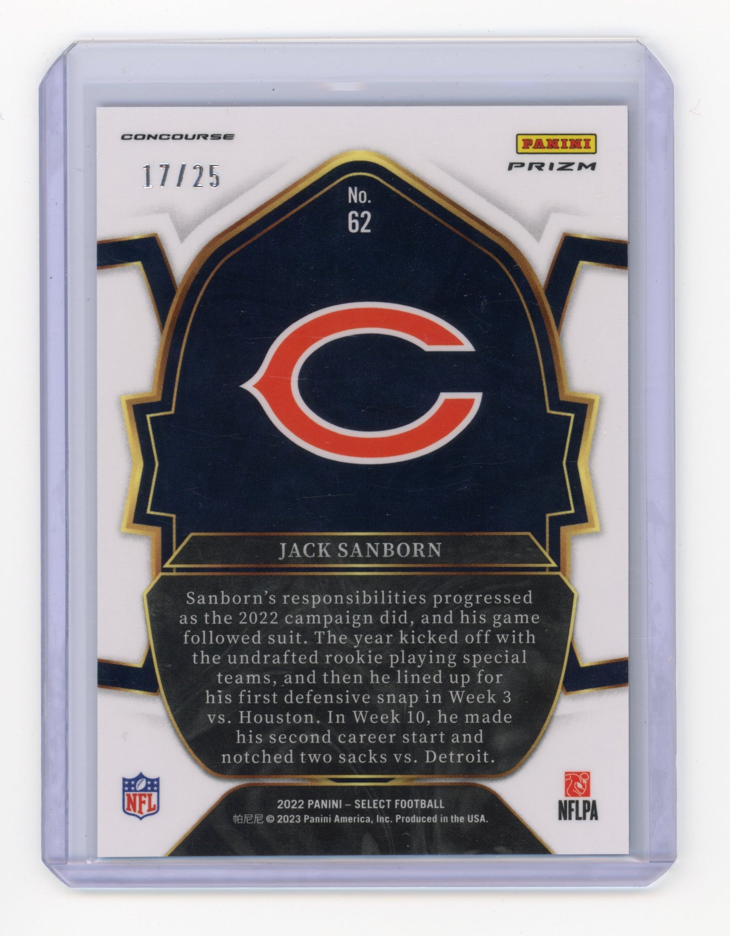 2022 Panini Select Jack Sanborn Tie-Dye /25 #62 RC