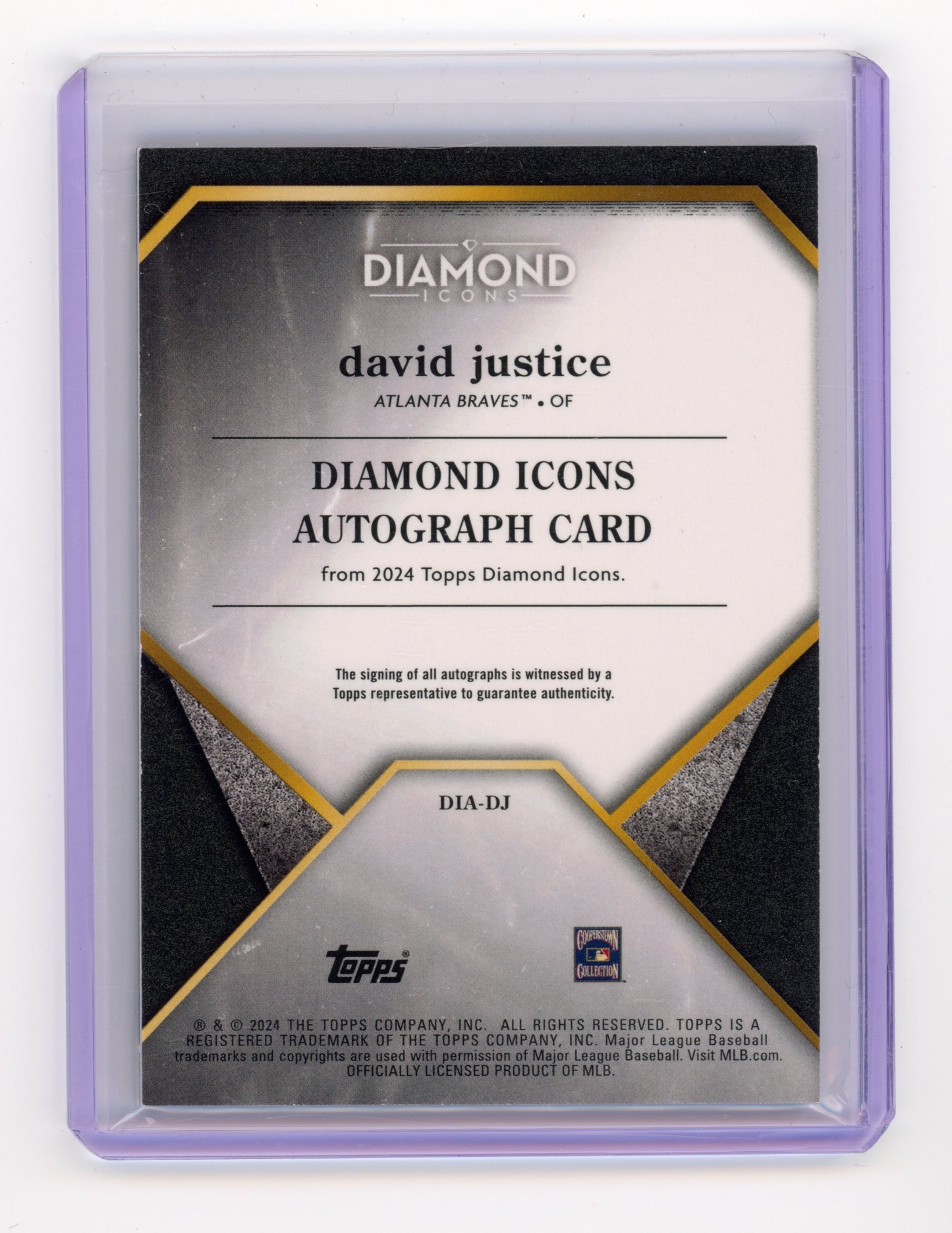 2024 Topps Diamond Icons David Justice Autograph 08/10 #DIA-DJ