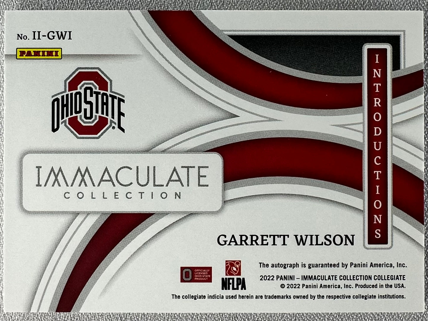 2022 Panini Immaculate Collegiate Garrett Wilson Introductions Auto /25 #II-GWI