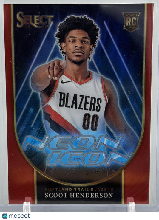 Scoot Henderson 2023 Panini Select Neon Icon Red Prizm RC