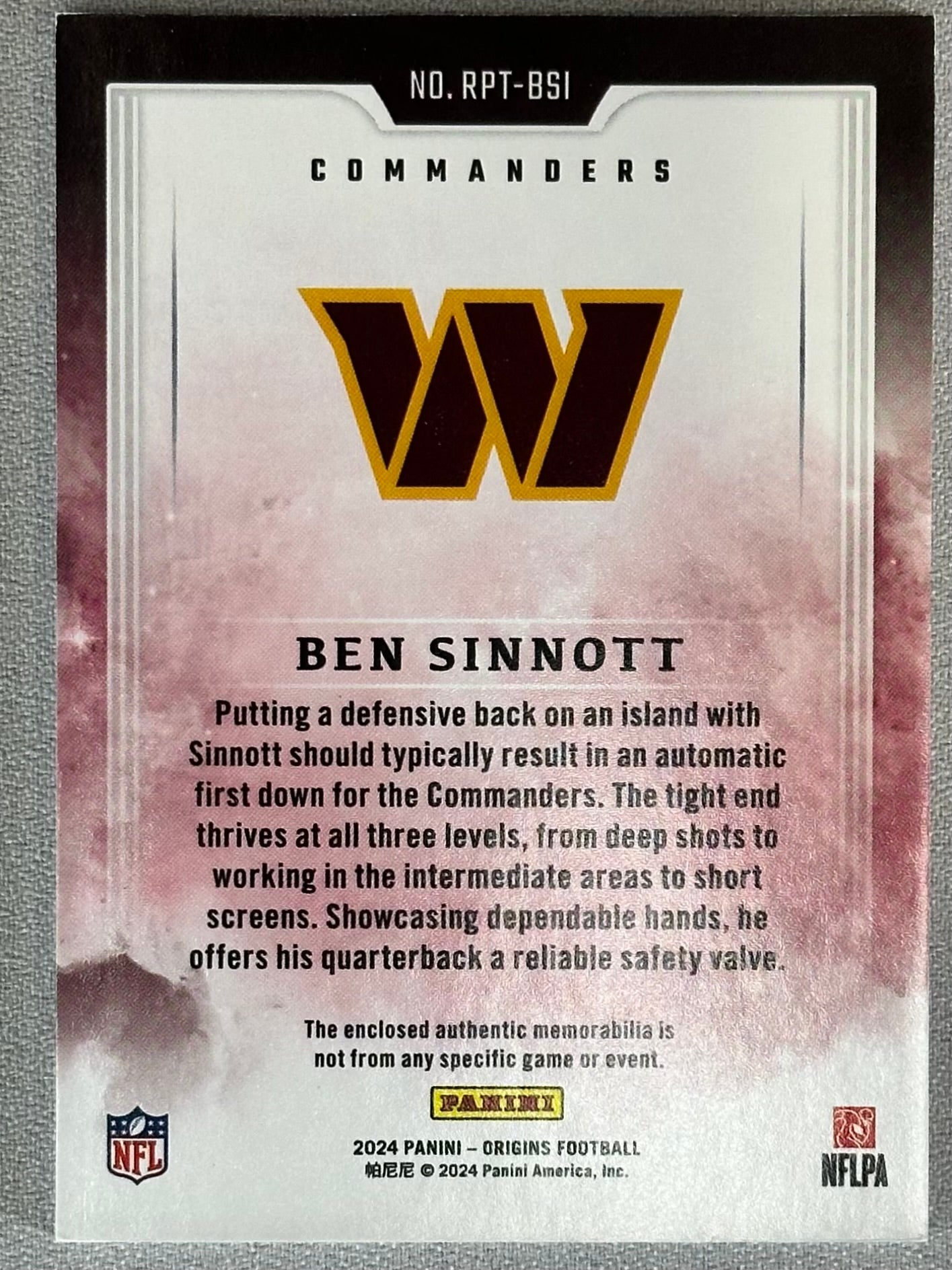 2024 Panini Origins Ben Sinnott Rookie Patches Blue /49 #RPT-BSI