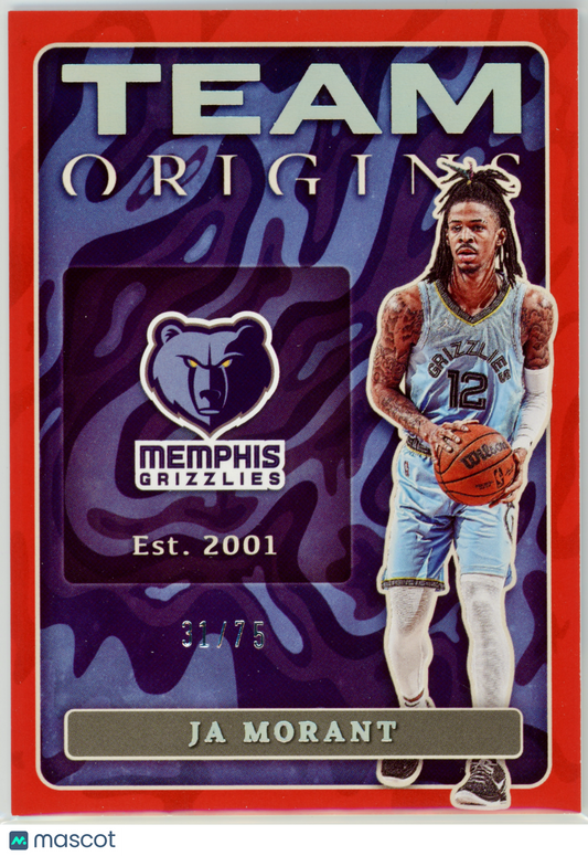 2022 Panini Origins Ja Morant Team Origins Red /75 #13