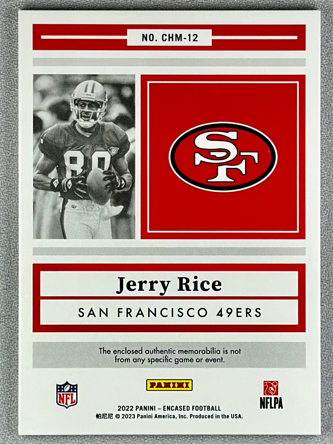 2022 Panini Encased Jerry Rice Choice Materials Sapphire /50 #CHM-12