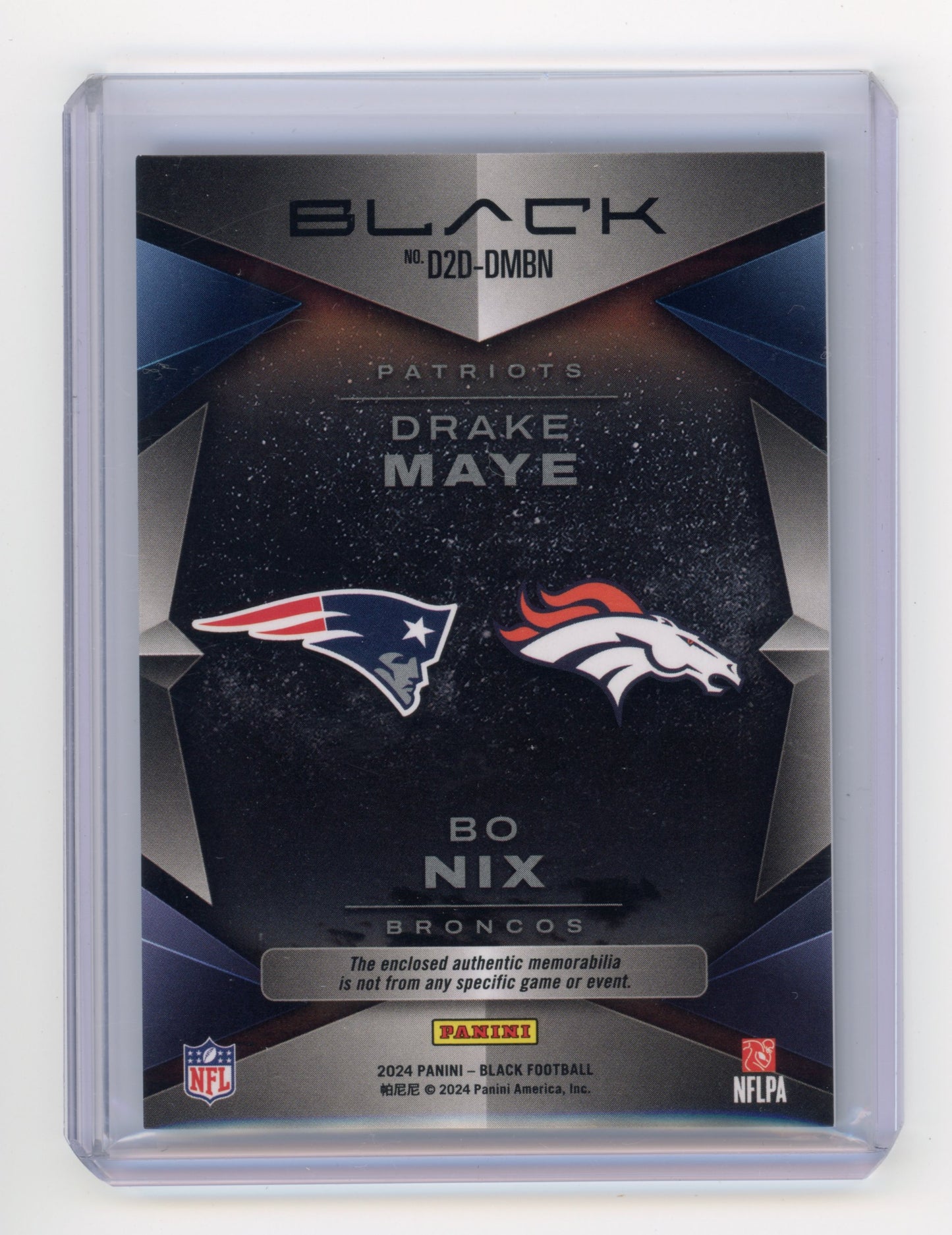 2024 Panini Black Bo Nix Drake Maye Dusk 2 Dawn RC 106/199 #D2D-DMBN