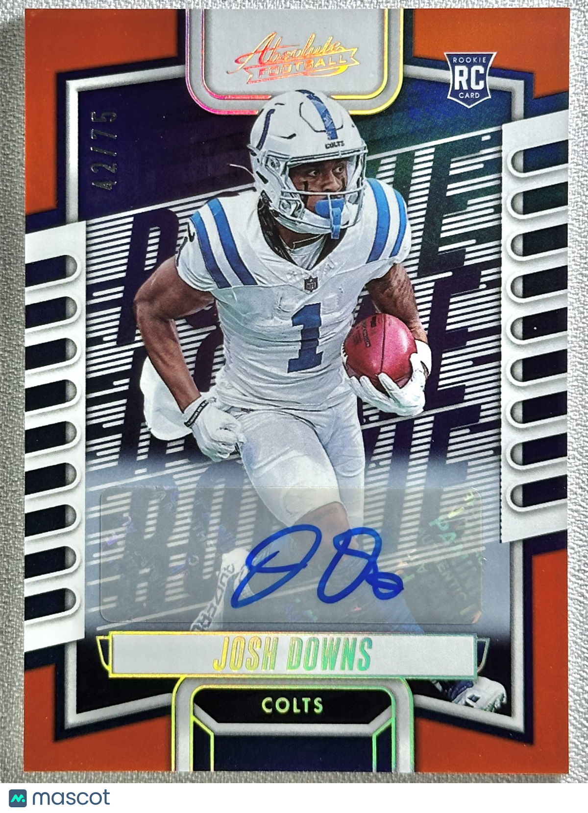 2023 Panini Absolute Josh Downs Rookie Signature Orange Spectrum /75 #128 RC