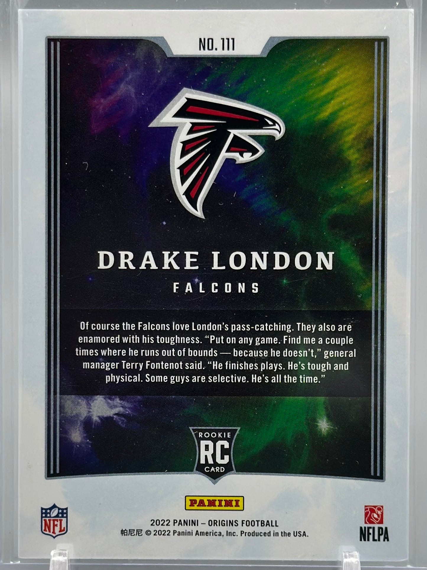 Drake London 2022 Panini Origins Orange /149 #111 RC