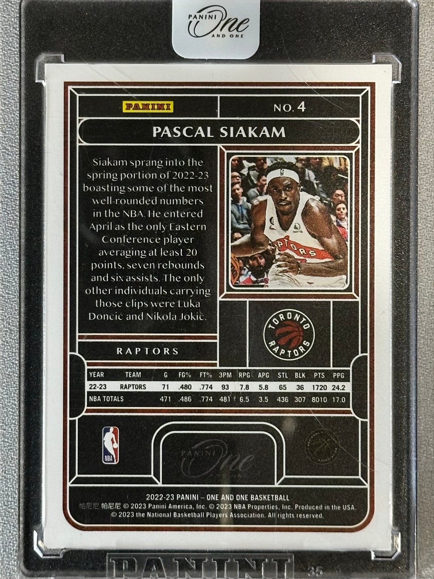 2022 Panini One and One Pascal Siakam /99 #4