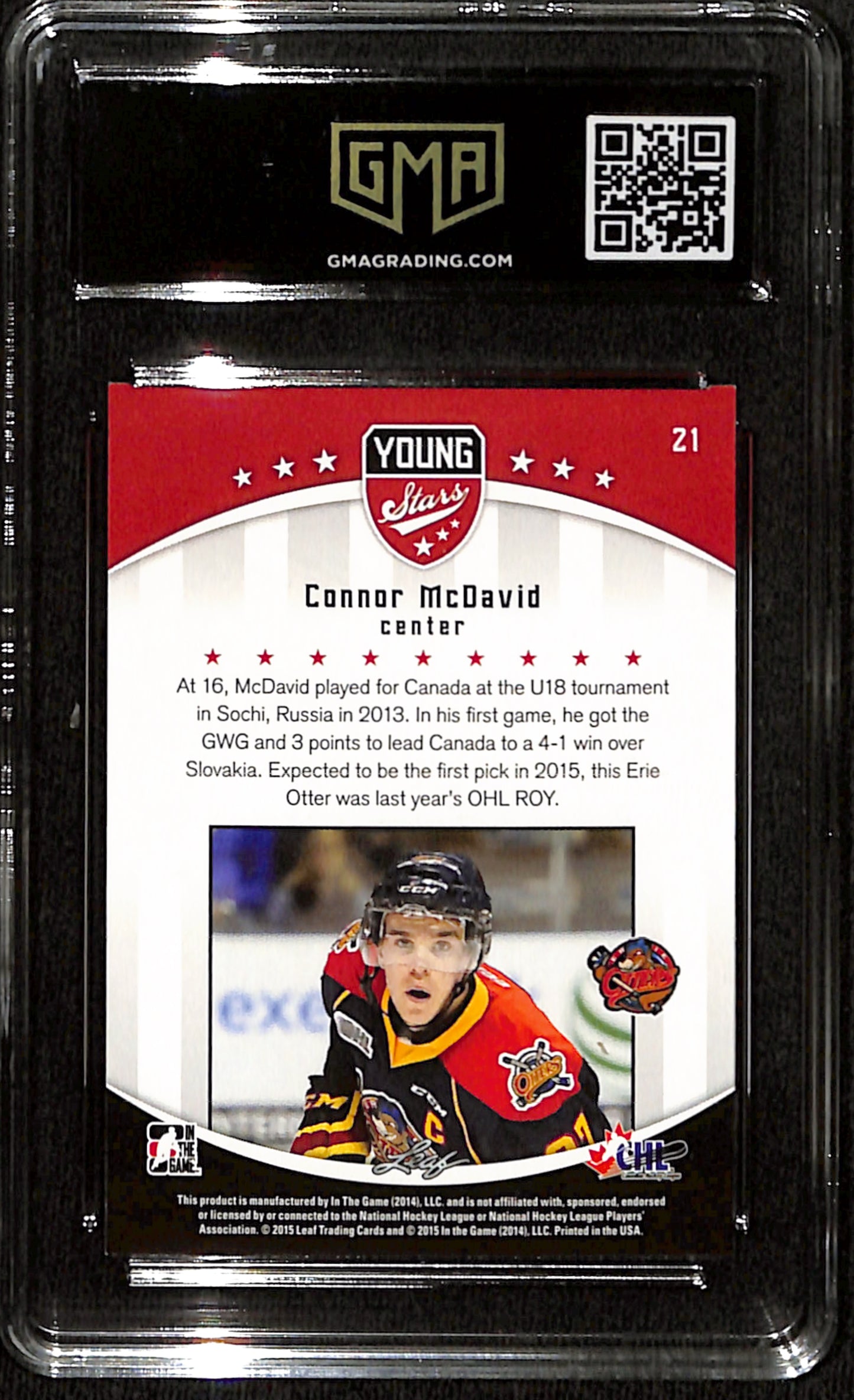 2014-15 Leaf ITG CHL Top Prospects Connor McDavid Young Stars Rookie GMA 10