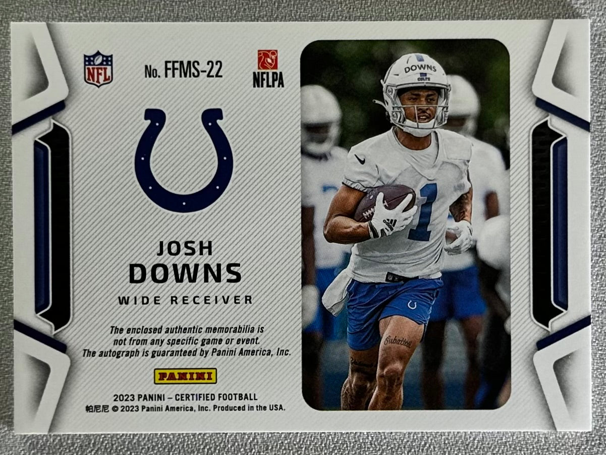 2023 Panini Certified Josh Downs Freshman Fabric Signatures Orange /249 RC