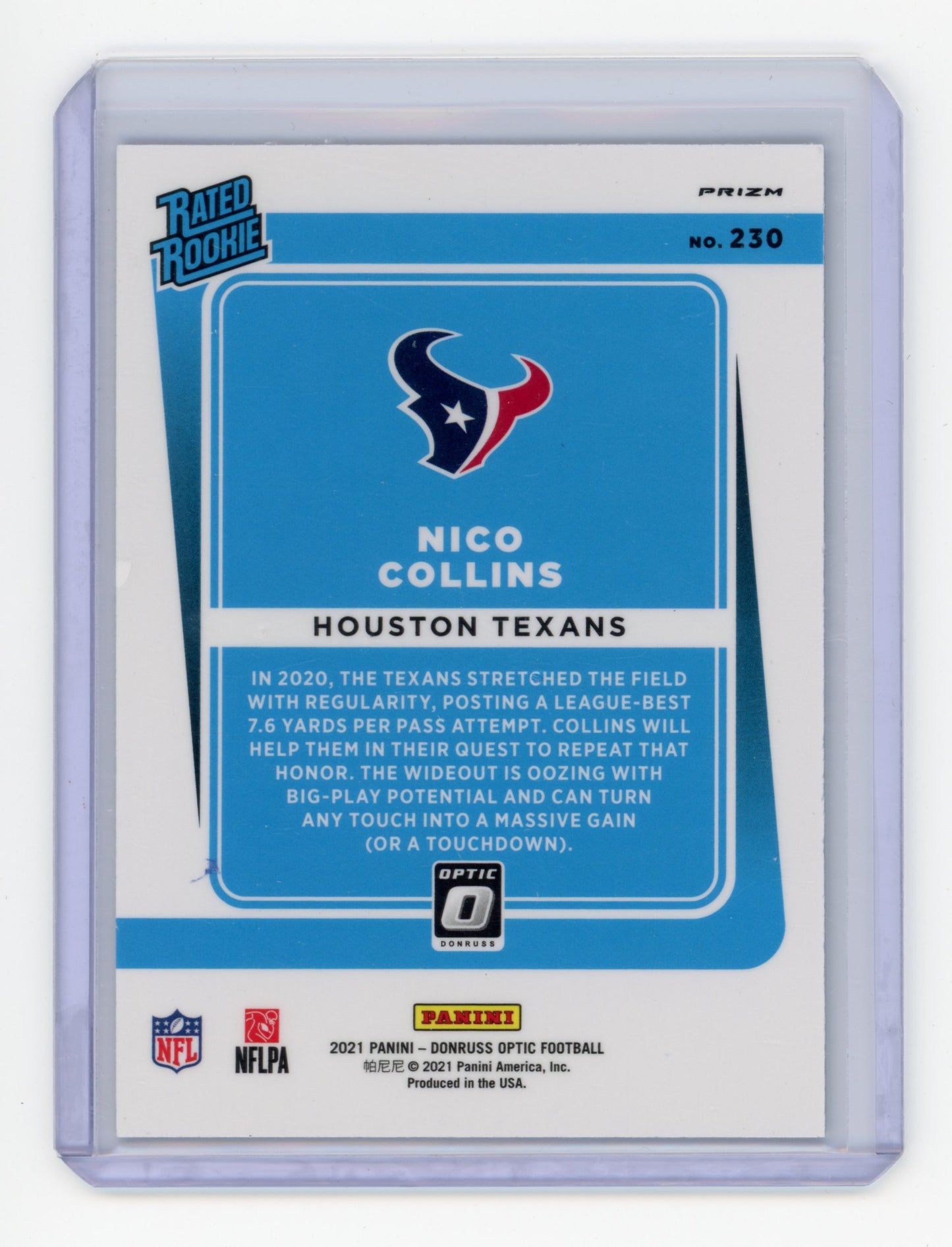 2021 Panini Donruss Optic Nico Collins Blue Scope RC #230