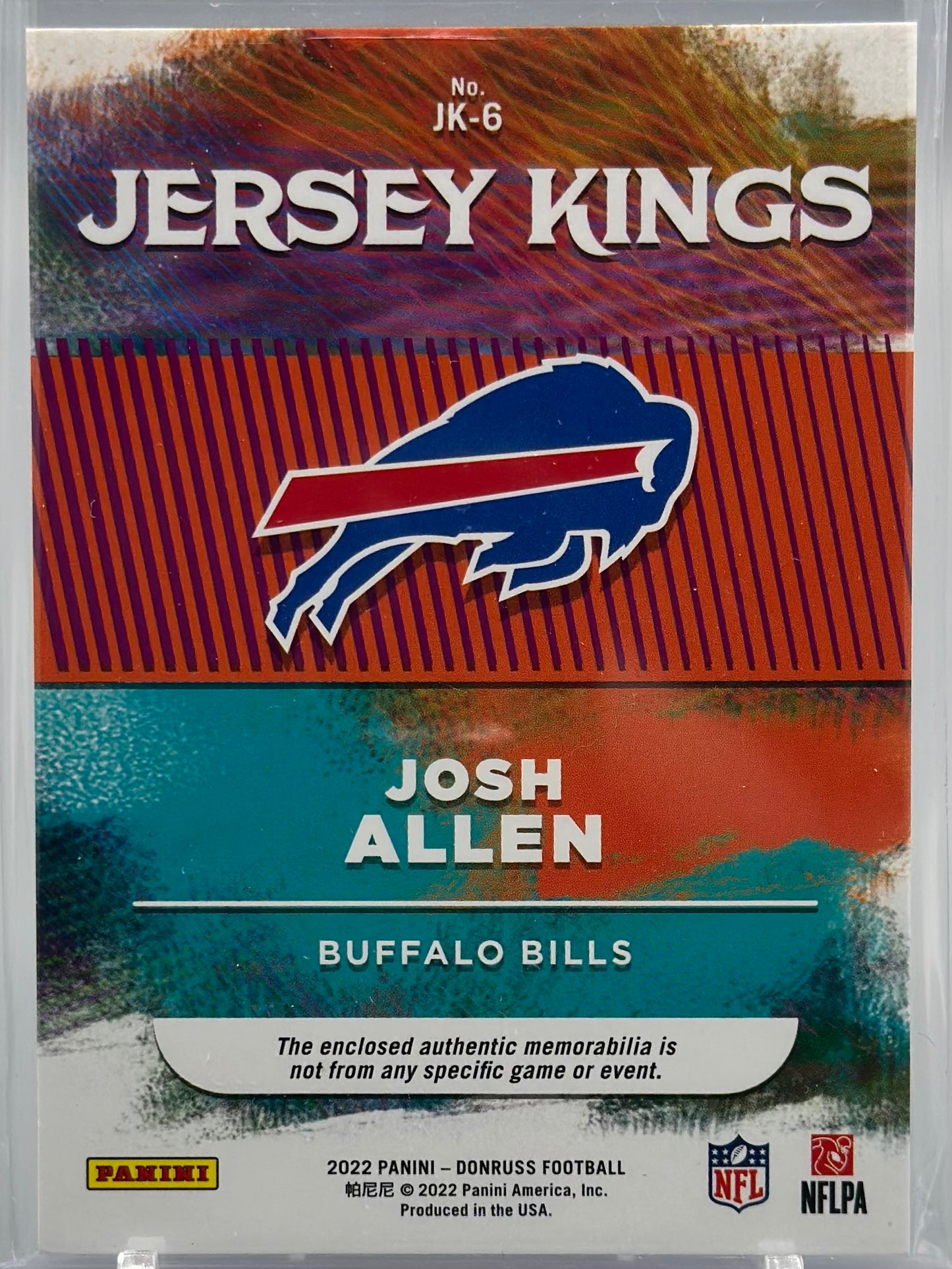 Josh Allen 2022 Panini Donruss Jersey Kings Studio Series /100 #JK-6