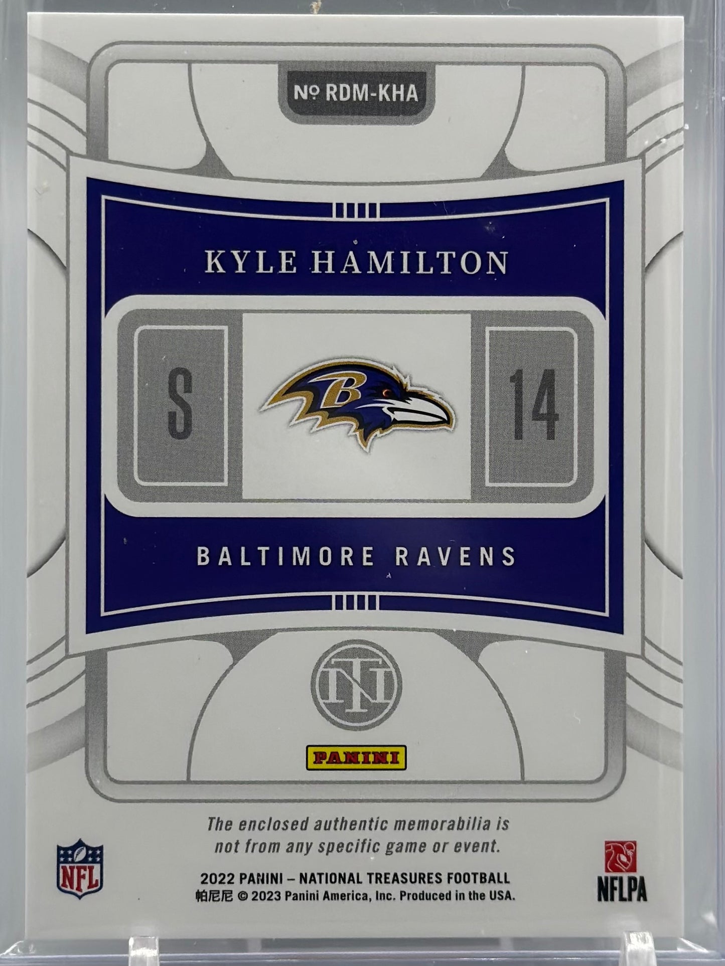 Kyle Hamilton 2022 National Treasures Rookie Dual Materials /99 #RDM-JCO RC