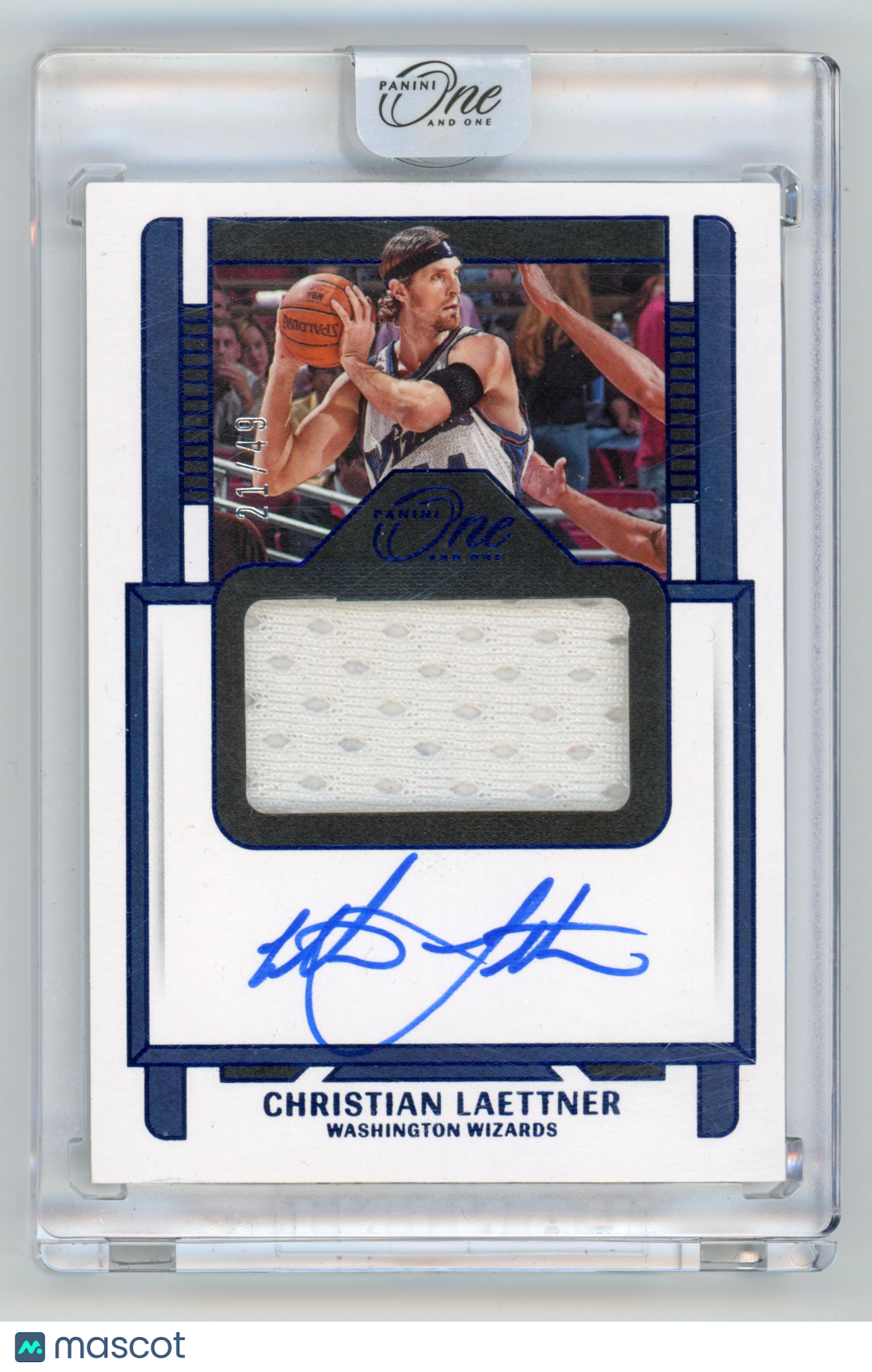 2022 Panini One and One Christian Laettner Jersey Autographs Blue 21/49 #JA-CLT