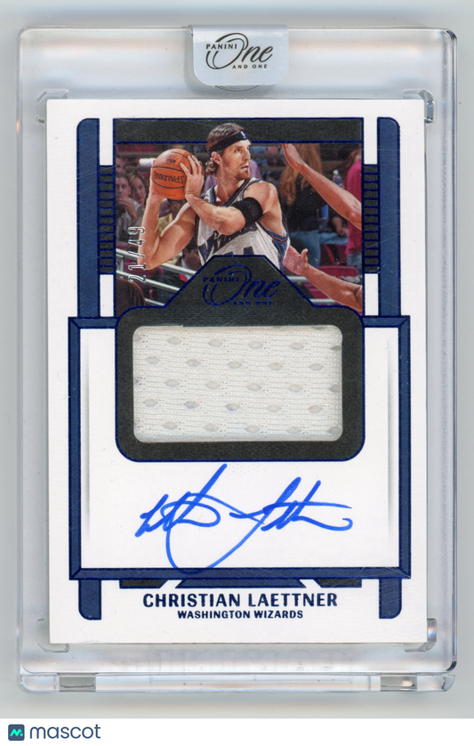 2022 Panini One and One Christian Laettner Jersey Autographs Blue 21/49 #JA-CLT