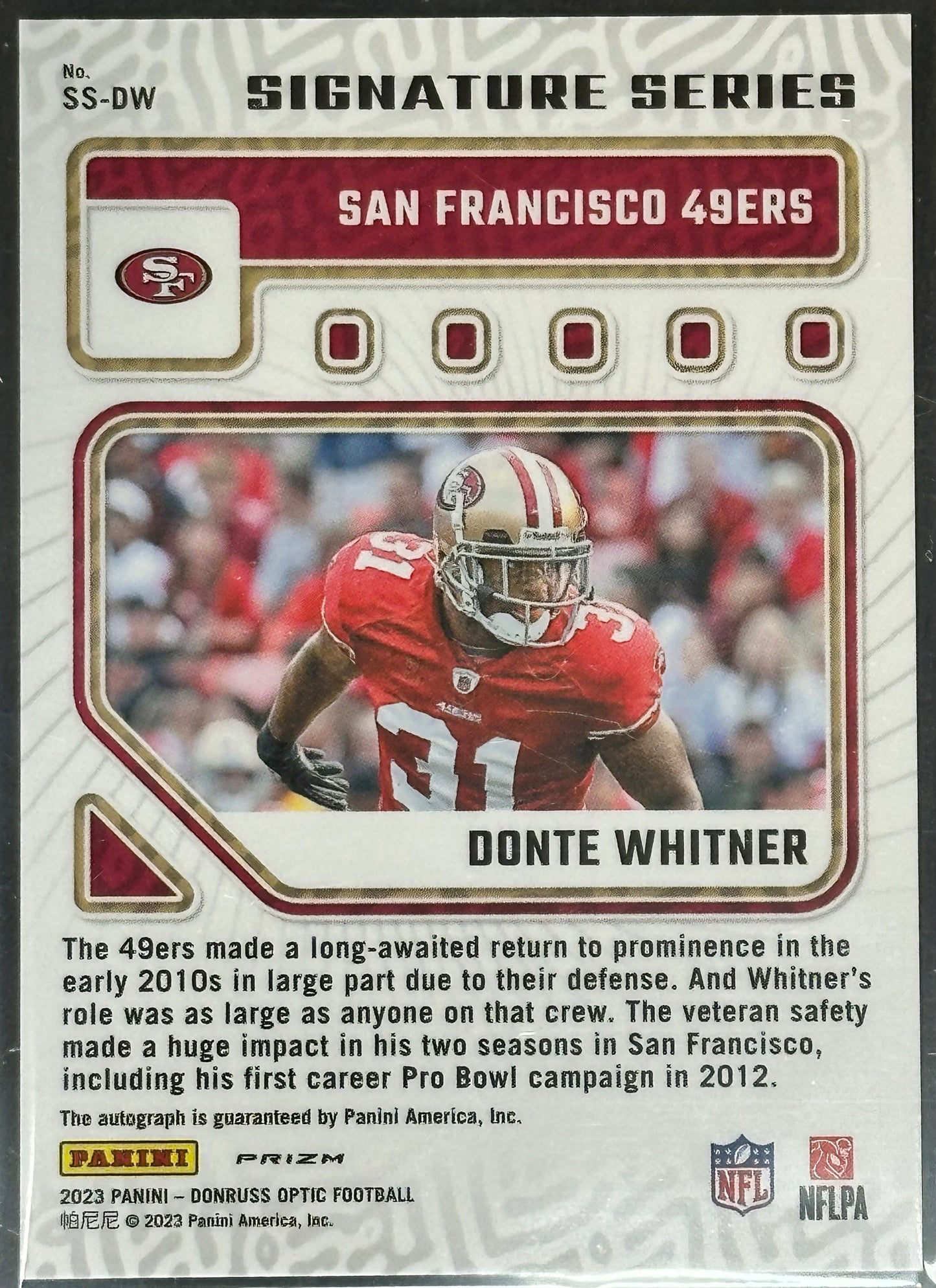 Donte Whitner 2023 Panini Donruss Optic Signature Series Silver #SS-DW