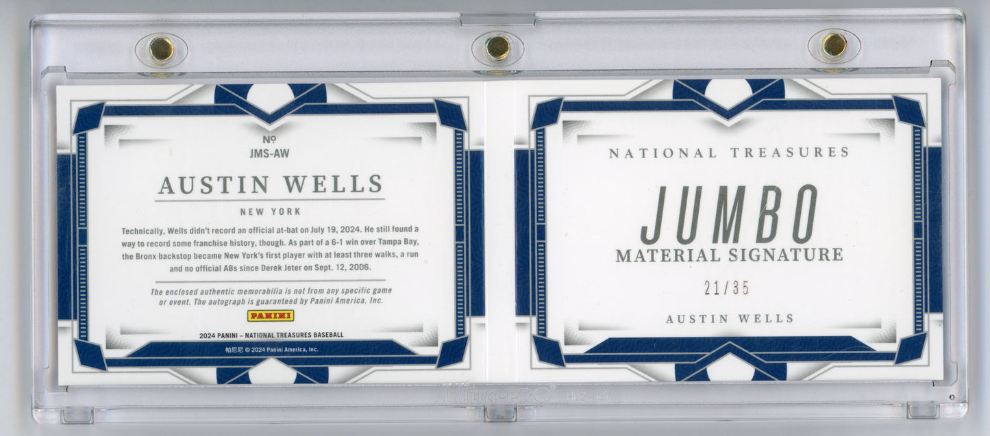 2024 Panini National Treasures Austin Wells Jumbo RPA Booklet RC 21 / 35 #JMS-AW