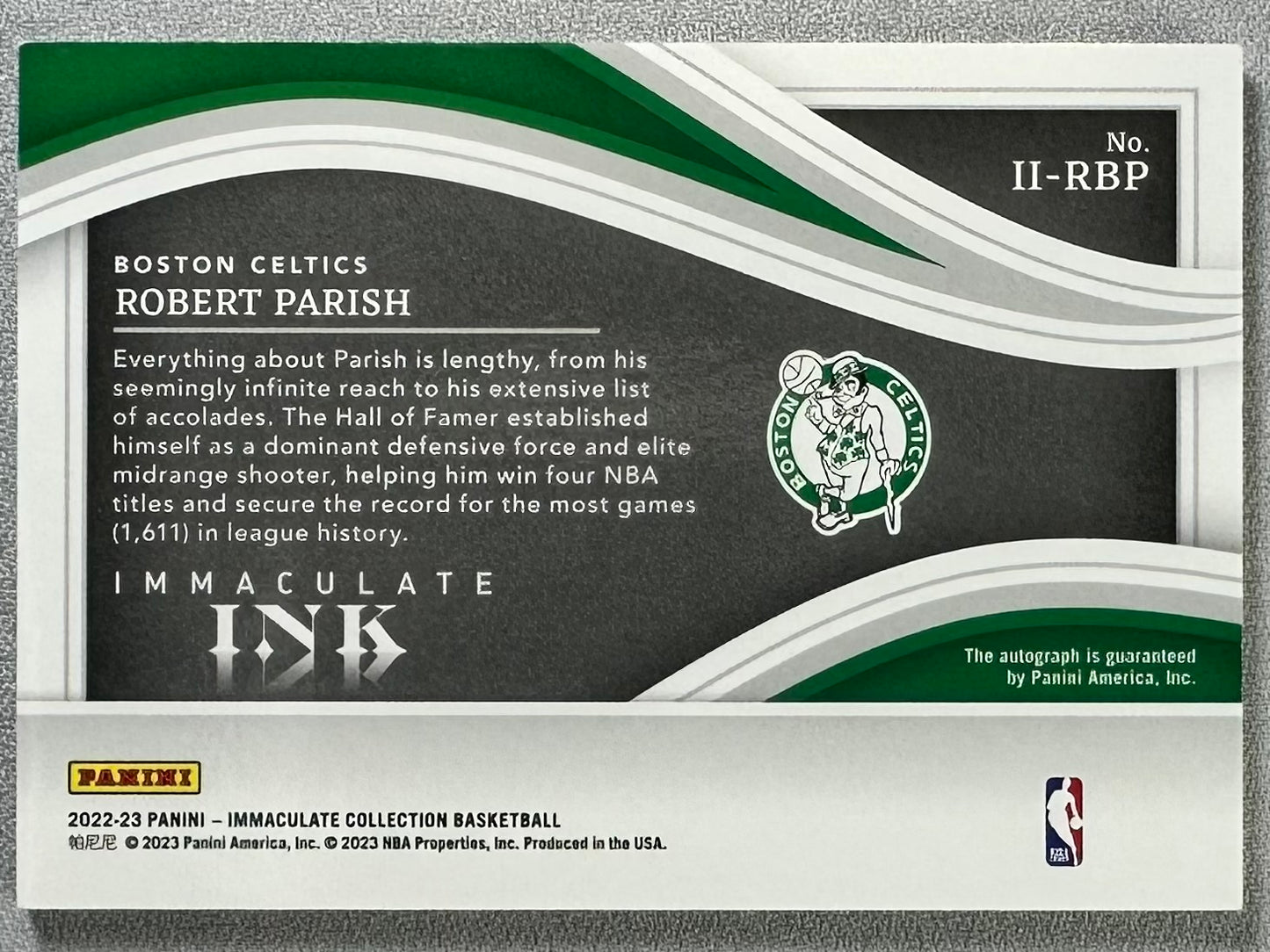 2022 Panini Immaculate Collection Robert Parish Immaculate Ink /99 #II-LMK