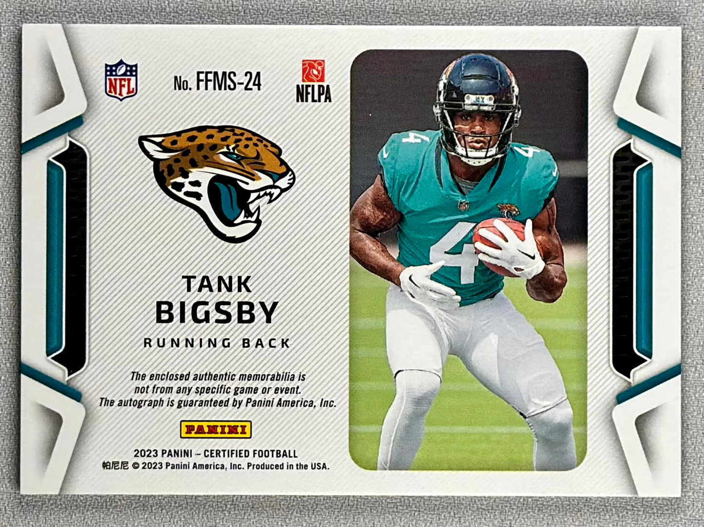 2023 Panini Certified Tank Bigsby Freshman Fabric Signature Bronze /349 RC