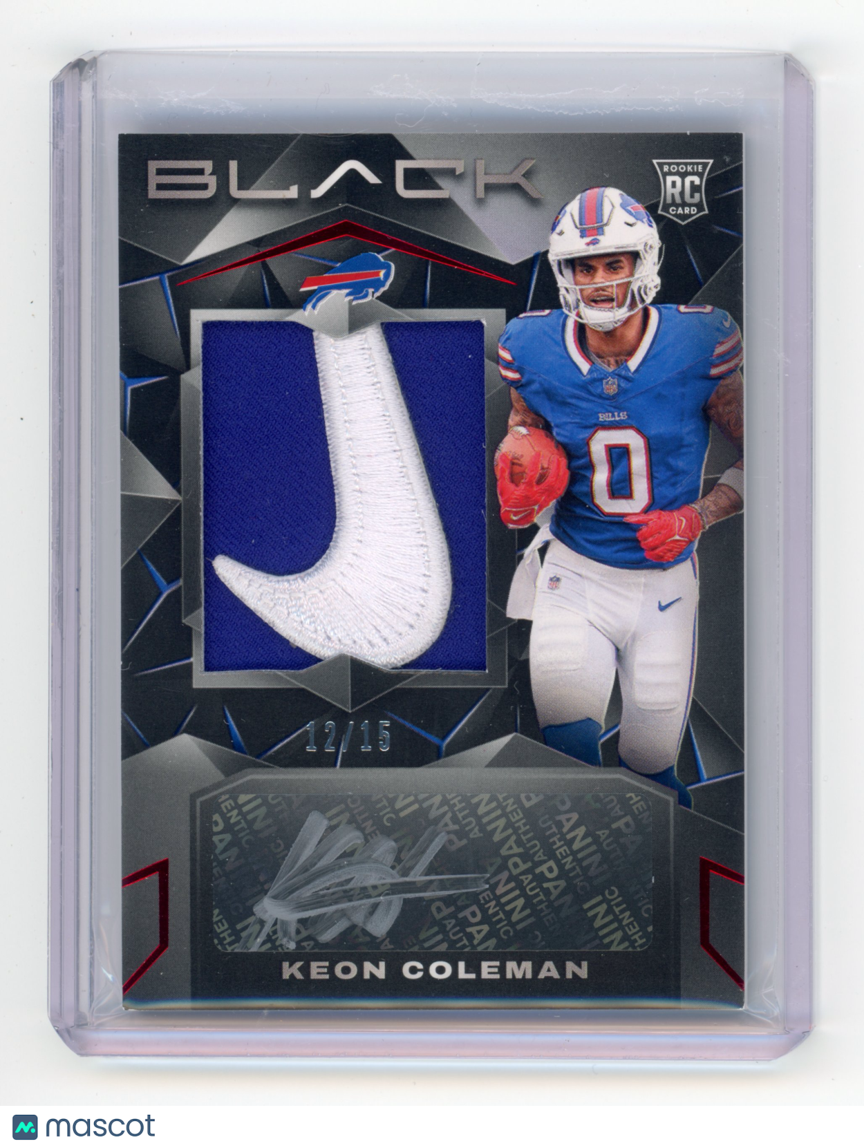 2024 Panini Black Keon Coleman Rookie Patch Autograph NIKE SWOOSH Ruby /15 #210