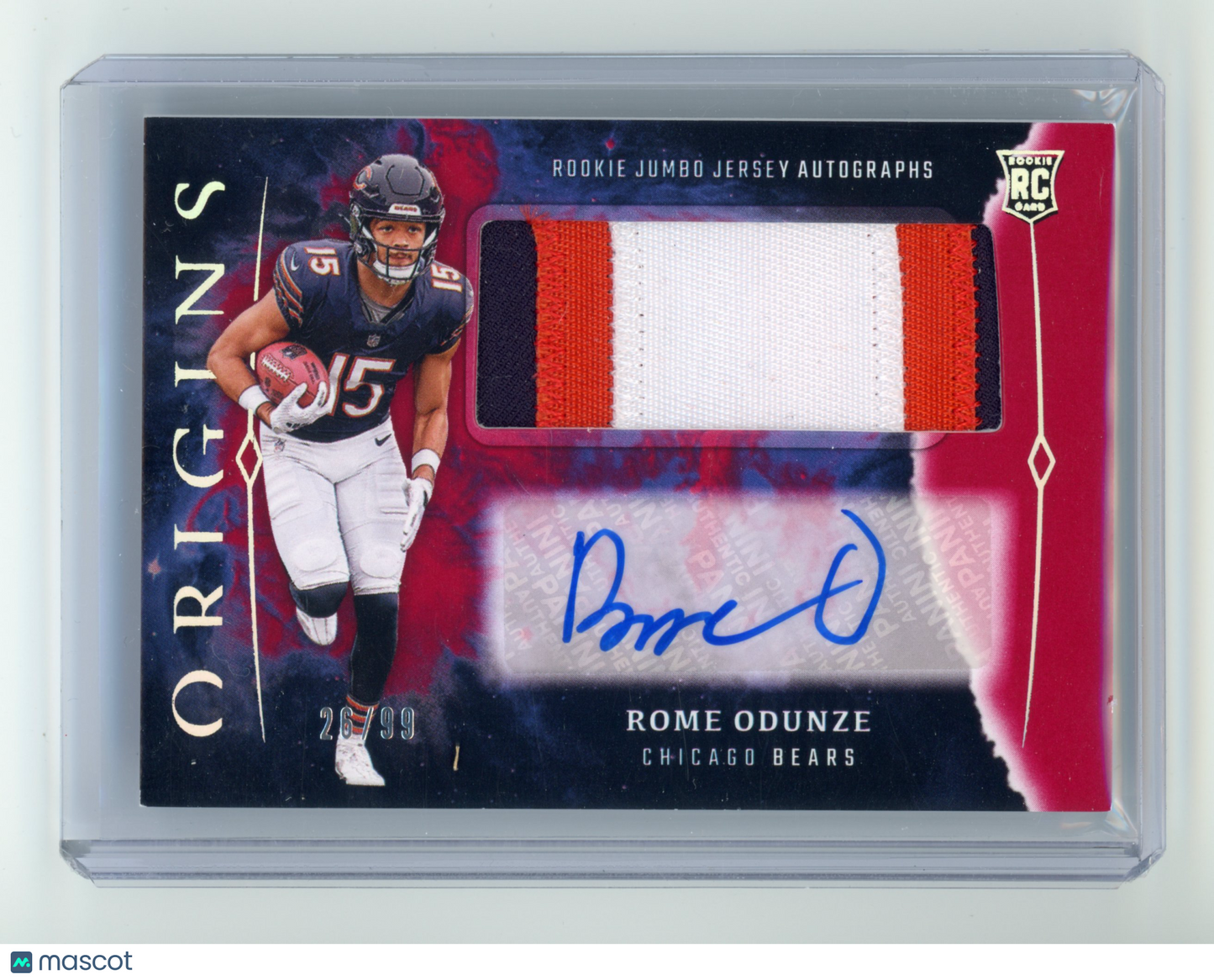 2024 Panini Origins Rome Odunze Rookie jumbo Jersey Auto Red 26/99 #RJA-ROD