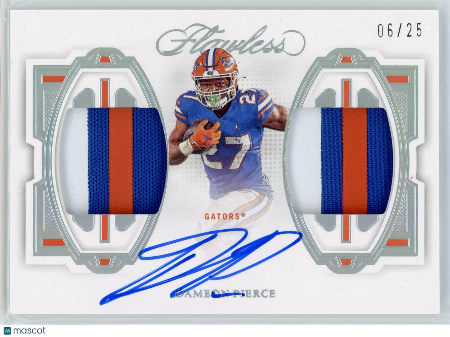 2023 Panini Flawless Collegiate Dameon Pierce Distinguished Patch Autos /25