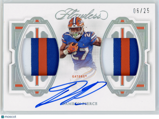 2023 Panini Flawless Collegiate Dameon Pierce Distinguished Patch Autos /25
