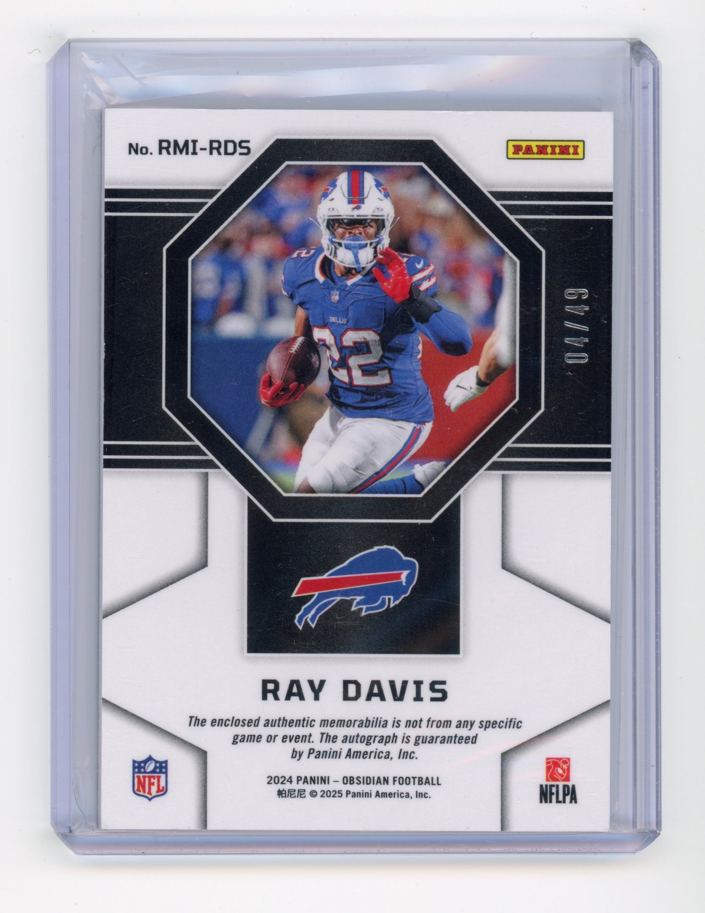 2024 Panini Obsidian Ray Davis Rookie Material Ink Purple 04/49 #RMI-RDS