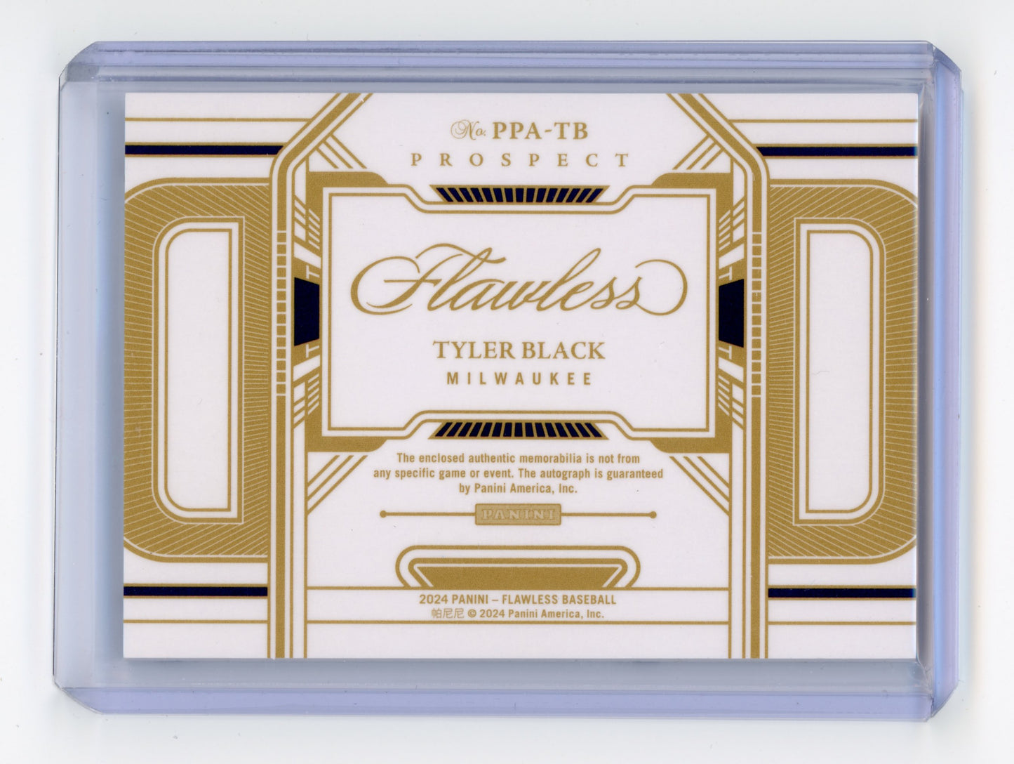 2024 Panini Flawless Tyler Black Prospect Patch Autograph Sapphire 08/15 #PPA-TB