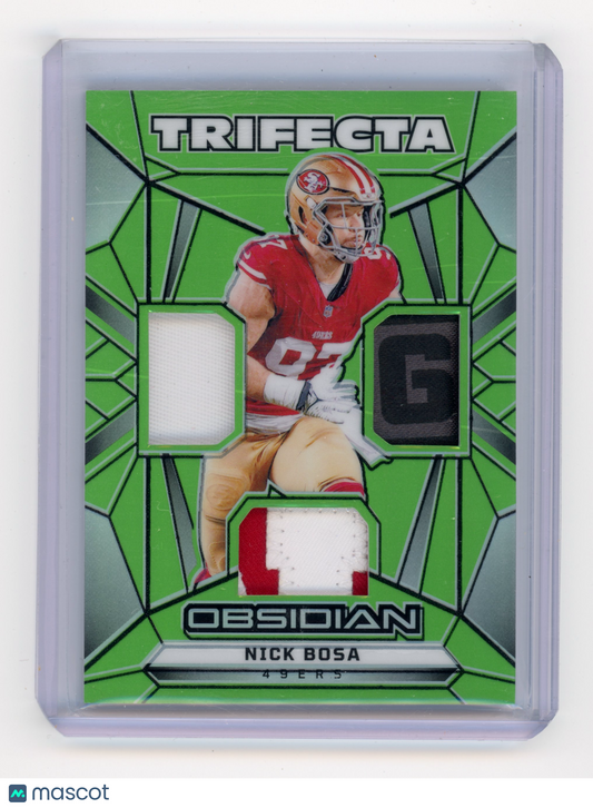 2024 Panini Obsidian Nick Bosa Trifecta Swatches Green /5 #T5-NBA