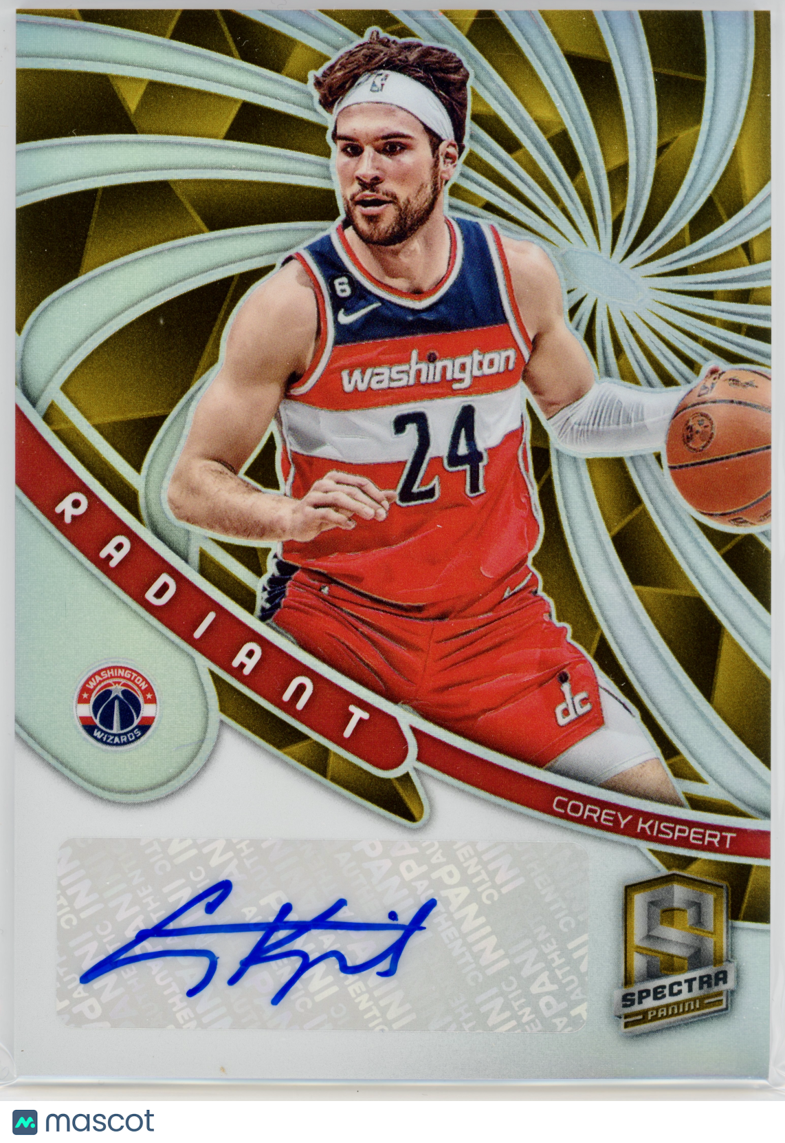 2022 Panini Spectra Corey Kispert Radiant Signatures Gold /10 #RS-CKW