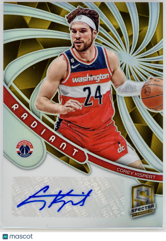 2022 Panini Spectra Corey Kispert Radiant Signatures Gold /10 #RS-CKW