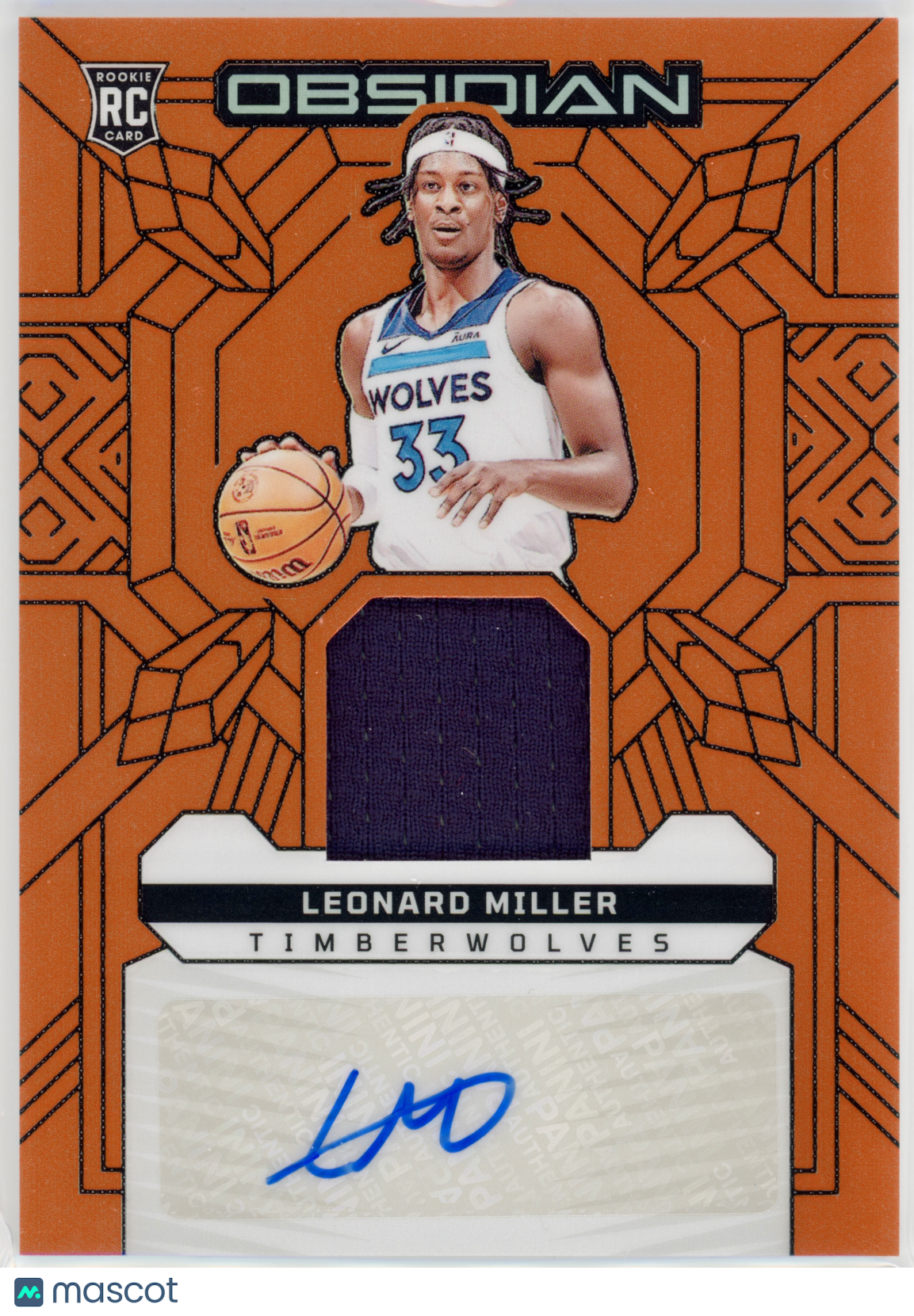 2023 Panini Obsidian Leonard Miller Rookie Jersey Ink Orange Flood /75 #RJI-MIL