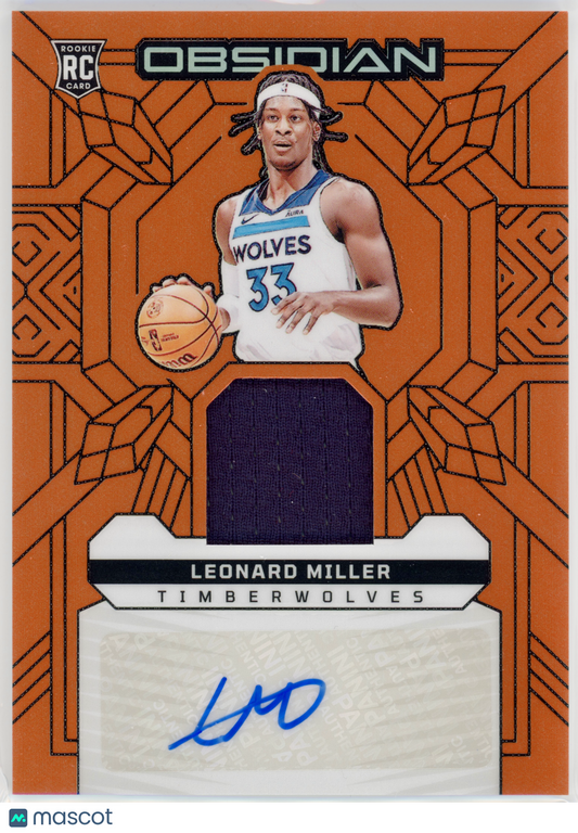2023 Panini Obsidian Leonard Miller Rookie Jersey Ink Orange Flood /75 #RJI-MIL