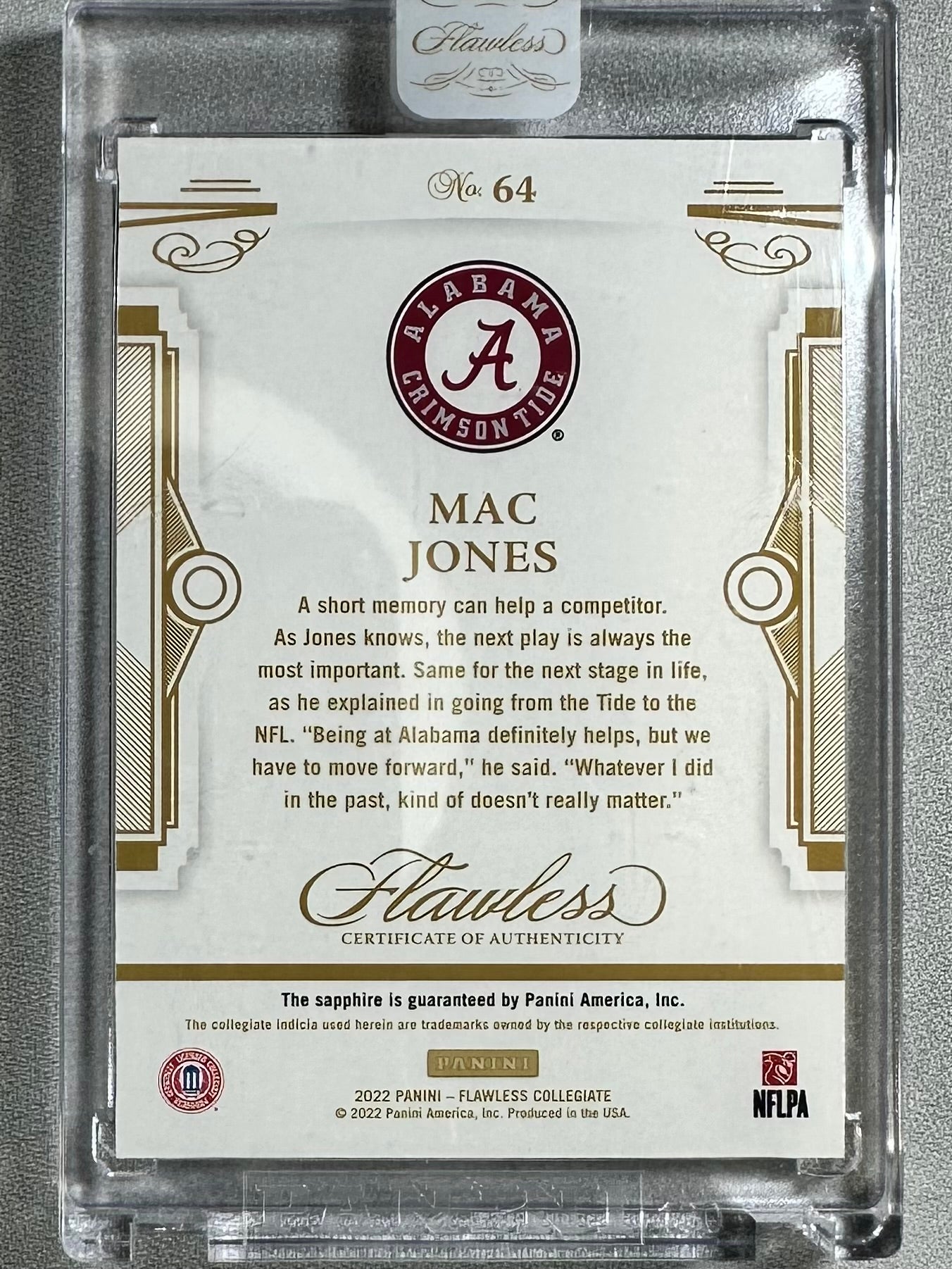 2022 Panini Flawless Collegiate Mac Jones Sapphire /20 #64