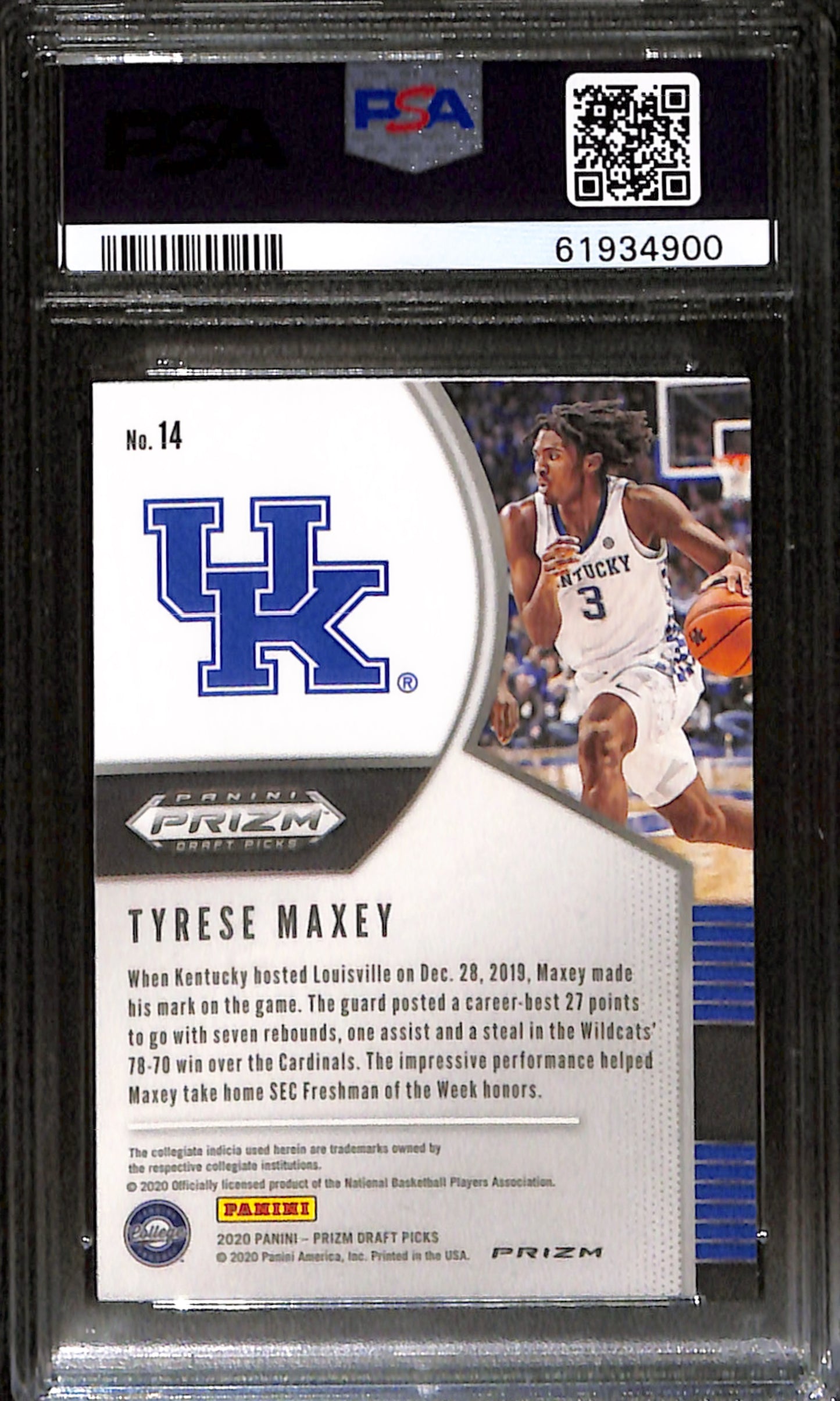 2020-21 Prizm Draft Picks Tyrese Maxey Red White Blue #14 PSA 10