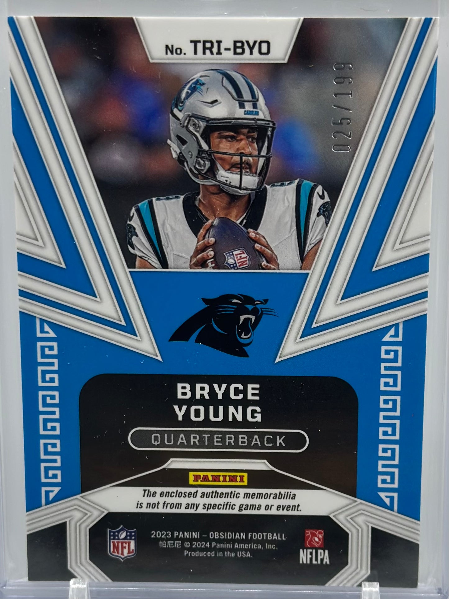 Bryce Young 2023 Panini Obsidian Trifecta Materials /199 #TRI-BYO RC