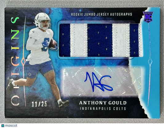 2024 Panini Origins Anthony Gould Rookie Jumbo Jersey Auto Turquoise /25 RC