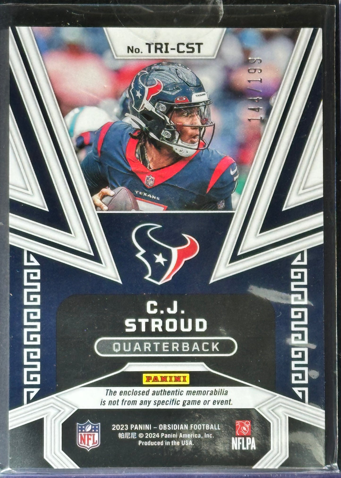 C.J. Stroud 2023 Panini Obsidian Trifecta Materials /199 #TRI-CST