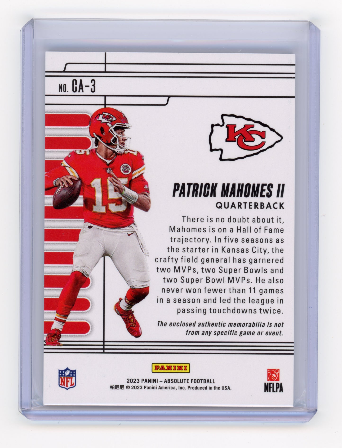 2023 Panini Absolute Patrick Mahomes II Canton Absolutes Holo Silver /49 #CA-3
