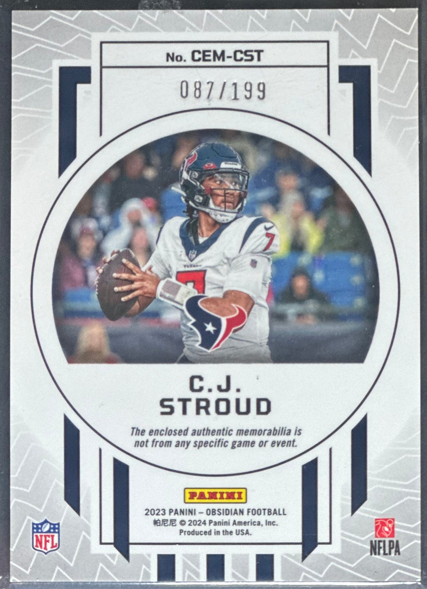 C.J. Stroud 2023 Panini Obsidian Cutting Edge Materials /199 #CEM-CST