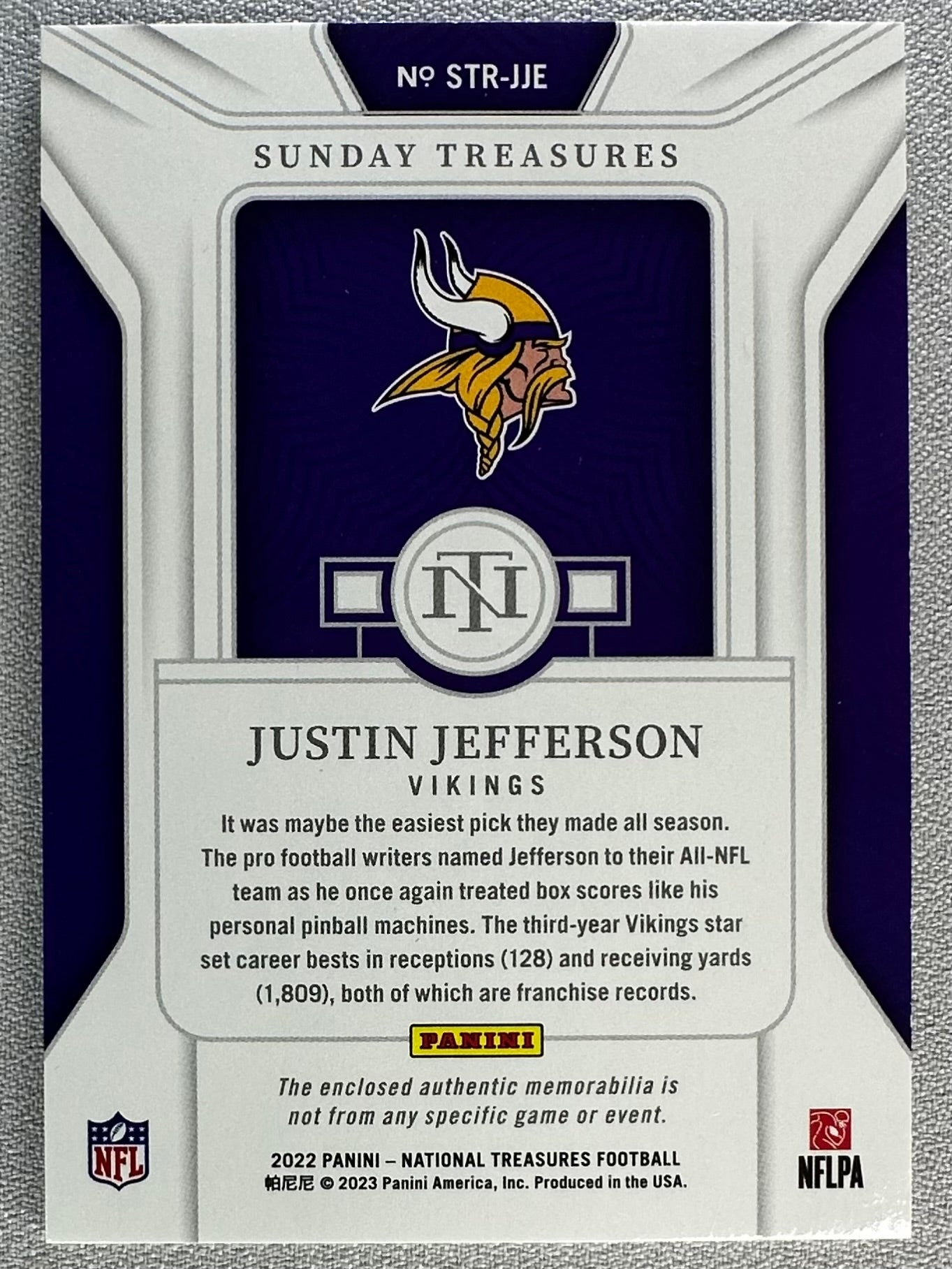 2022 Panini National Treasures Justin Jefferson Sunday Treasure Holo Silver /25