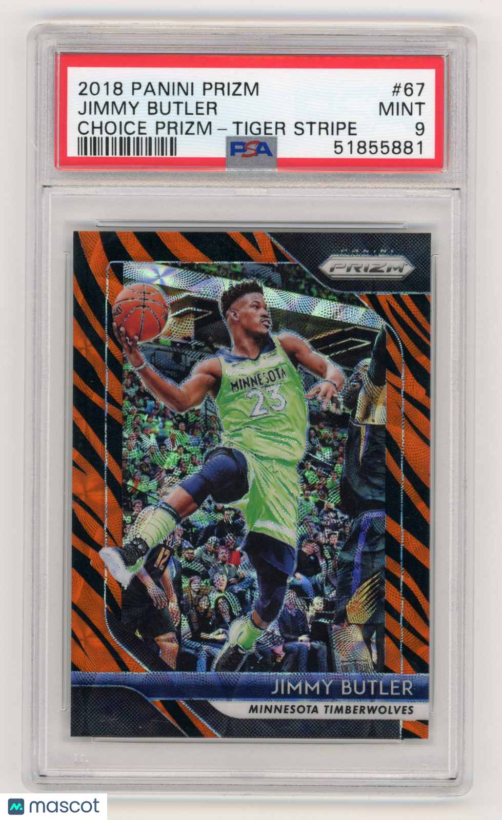 2018 Panini Prizm Jimmy Butler Choice Tiger Stripe #67 PSA 9