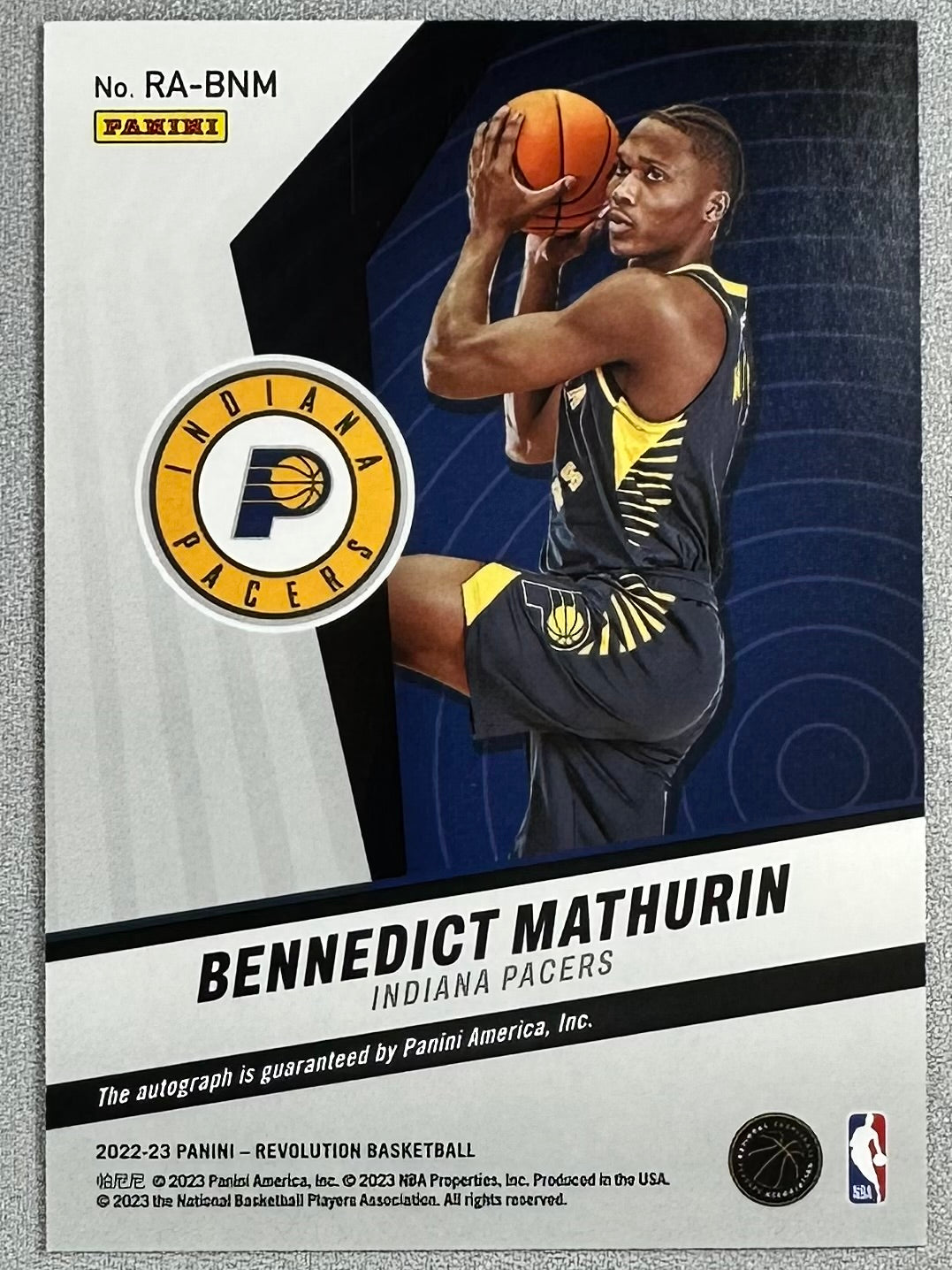 2022 Panini Revolution Bennedict Mathurin Rookie Auto #RA-BNM RC